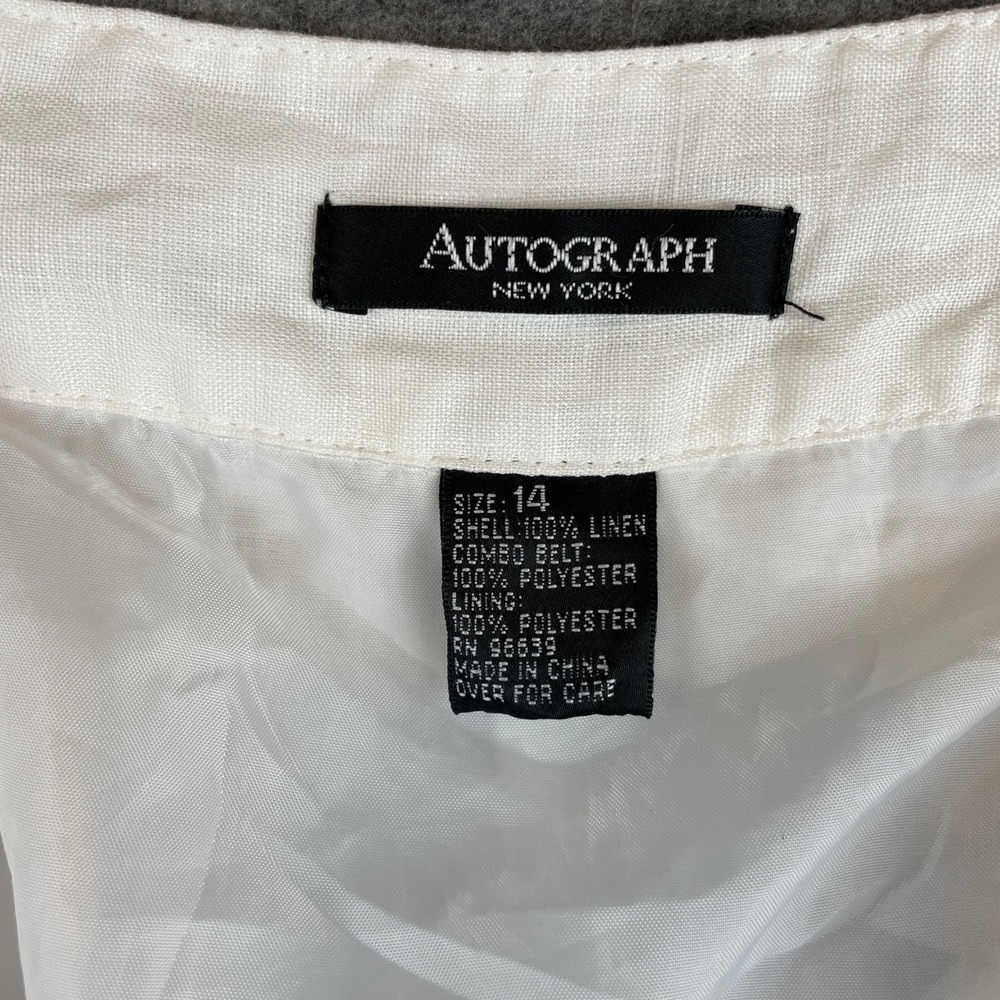 Autograph New York White 100% Linen Maxi Skirt Lined Size 14 Pockets Minimalist - Picture 3 of 6